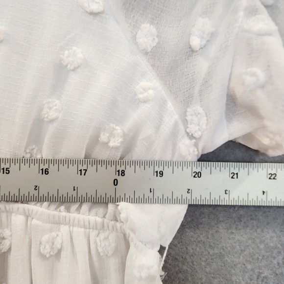 Motherhood Maternity White Swiss Dot Dress XL Ruffle Flutter Sleeve Baby Shower - Picture 9 of 12